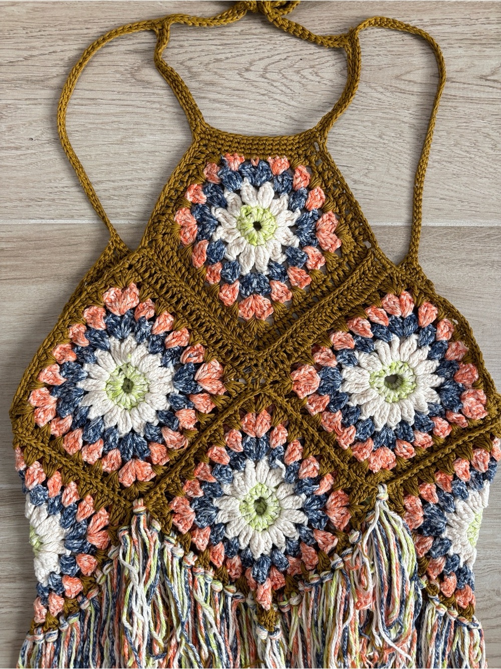 Free People Summer of Love Crochet Halter Top Tank Top Boho Floral Medium Large - Picture 2 of 5
